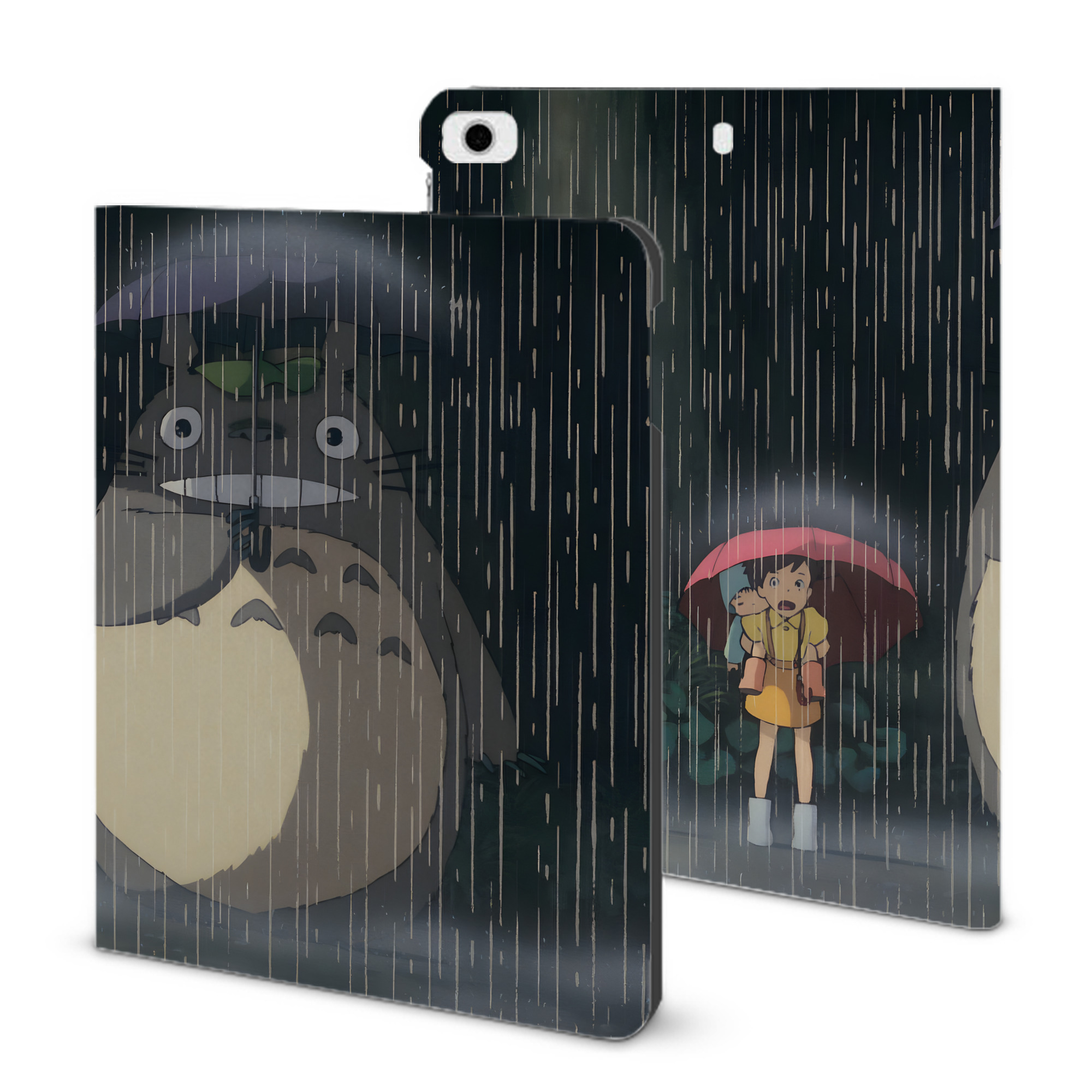 （画像用） となりのトトロ 草壁メイ 草壁サツキ My Neighbor Totoro Satsuki Kusakabe Mei Kusakabe IPad ケース ブック型 PUレザー TPU 耐衝撃 軽量 薄型 ペン収納なし 全面保護 IPad 各モデル対応